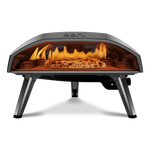 front view of Ooni Koda 16 gas pizza oven  with a pizza inside 