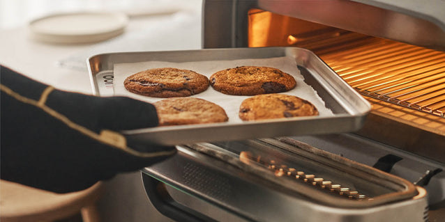 Baking sheet pan with cookies in Volt 2 electric pizza oven