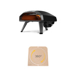 Ooni Koda 2 Rotating stone bundle - with oven and rotating stone separate on white background